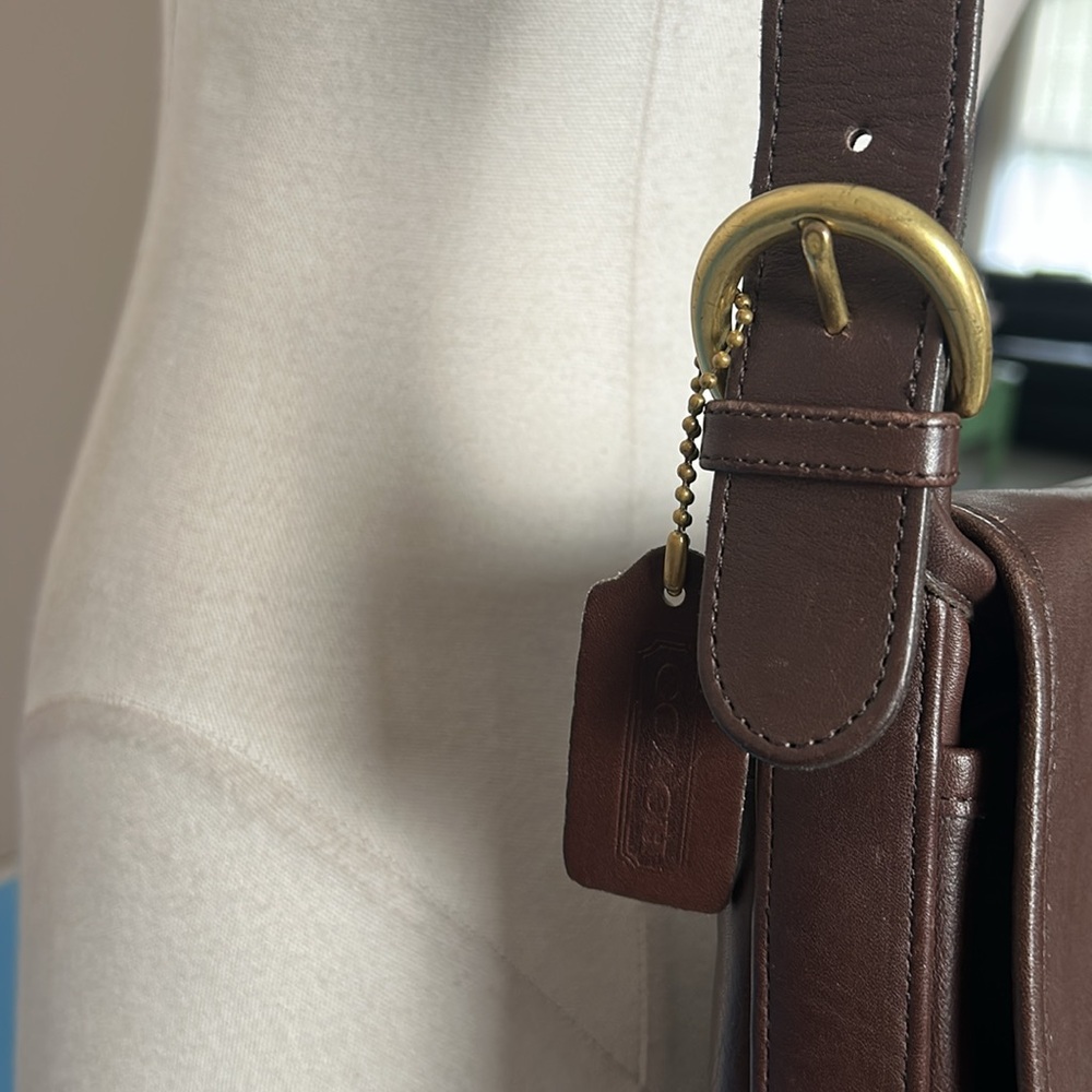 Vintage Auth COACH Old Coach Fletcher Bag 4150 Crossbody Bag Brown Leather - Picture 11 of 17